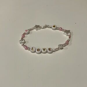 Delicate Pink and White Letter Bead Bracelet
